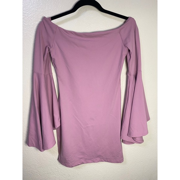 Susana Monaco Dresses & Skirts - Susana Monaco Mauve Pink Off Shoulder Tiered Bell Sleeve Mini Dress XS Retro